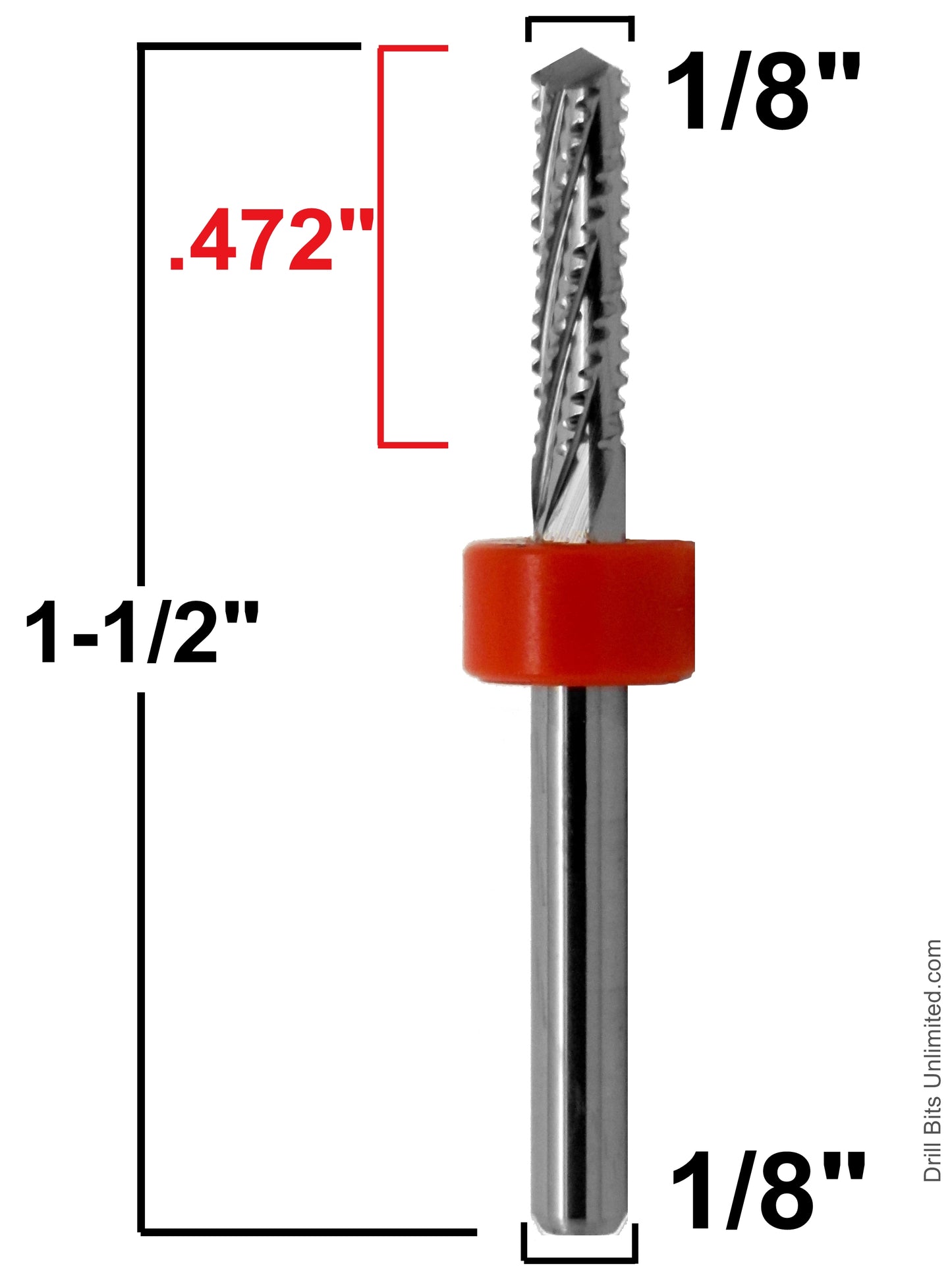 1/8" x .472" LOC Chip Breaker Carbide Router - Drill Point Tip R173