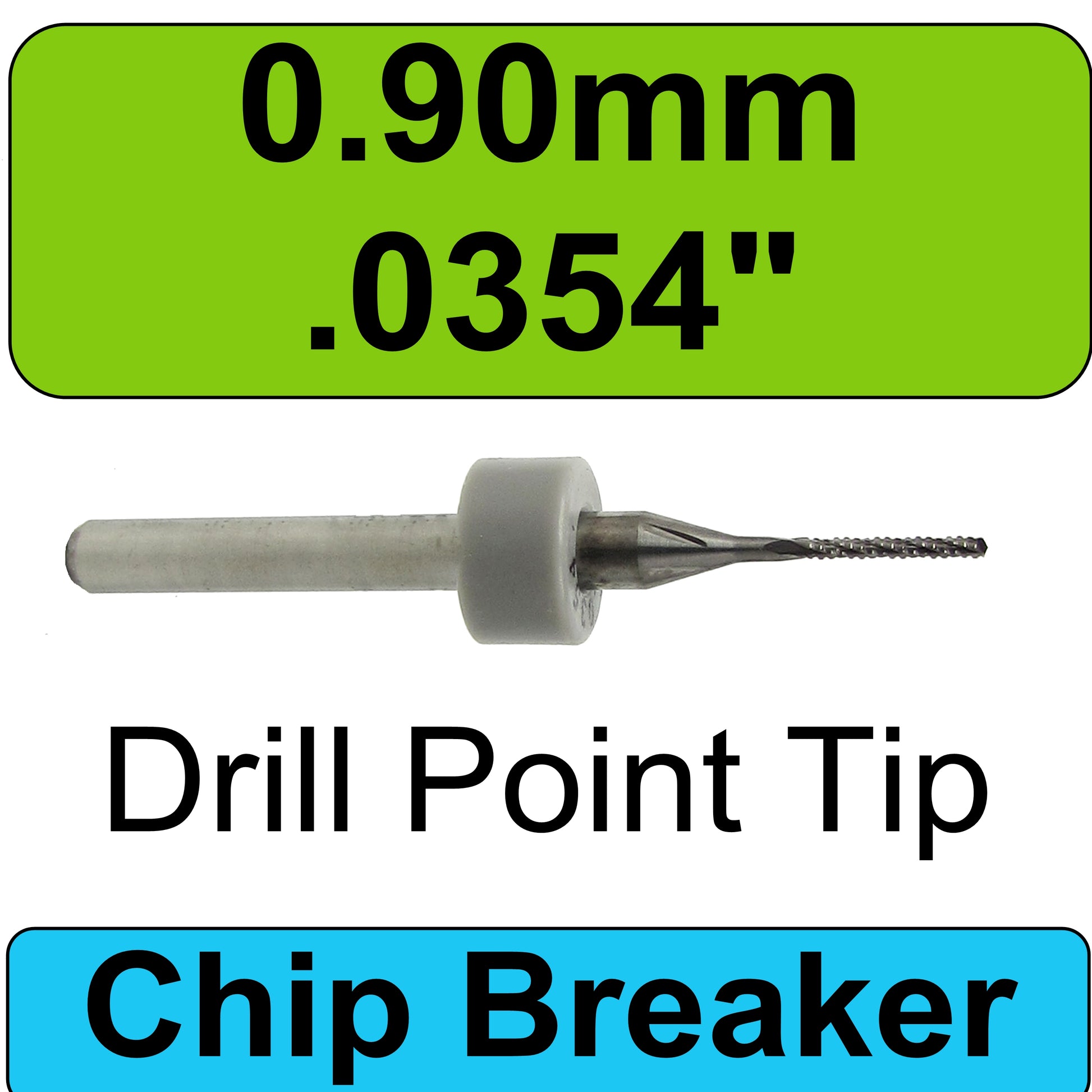 .035 0.9mm x .256" LOC Chip Breaker Carbide Router - Drill Point Tip R151 Side View