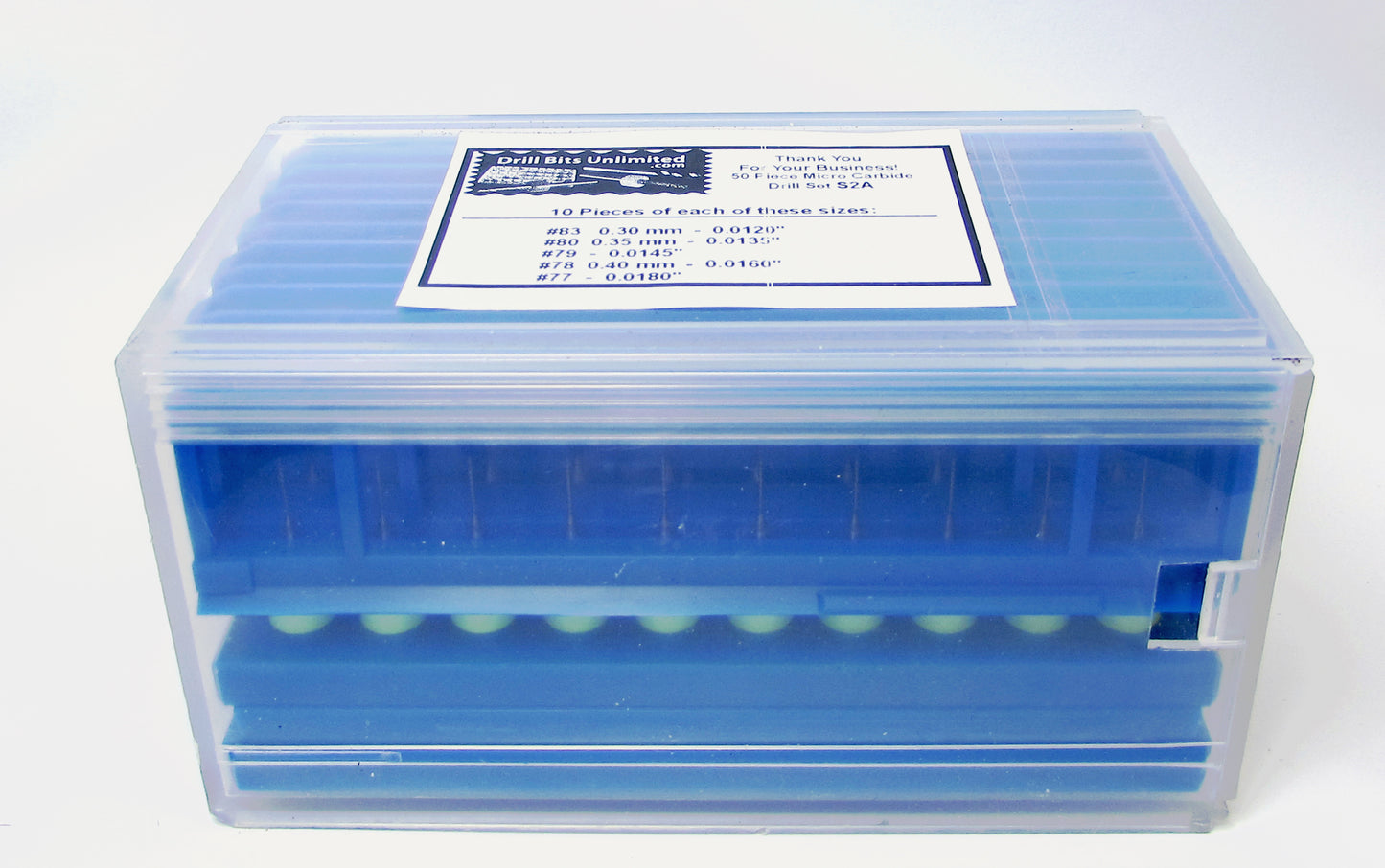 .0120"ā.0180" Carbide Micro Drill Set, 50 Pc, 5 Sizes, 10 Each, 1/8" Shank | S2A