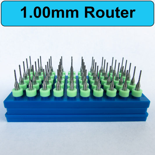 Fifty Pieces 1.00mm Router Bits Diamond Flutes 1/8" Shanks Fish Tail Tip - Up Cut Solid Carbide - Super Value - URD116