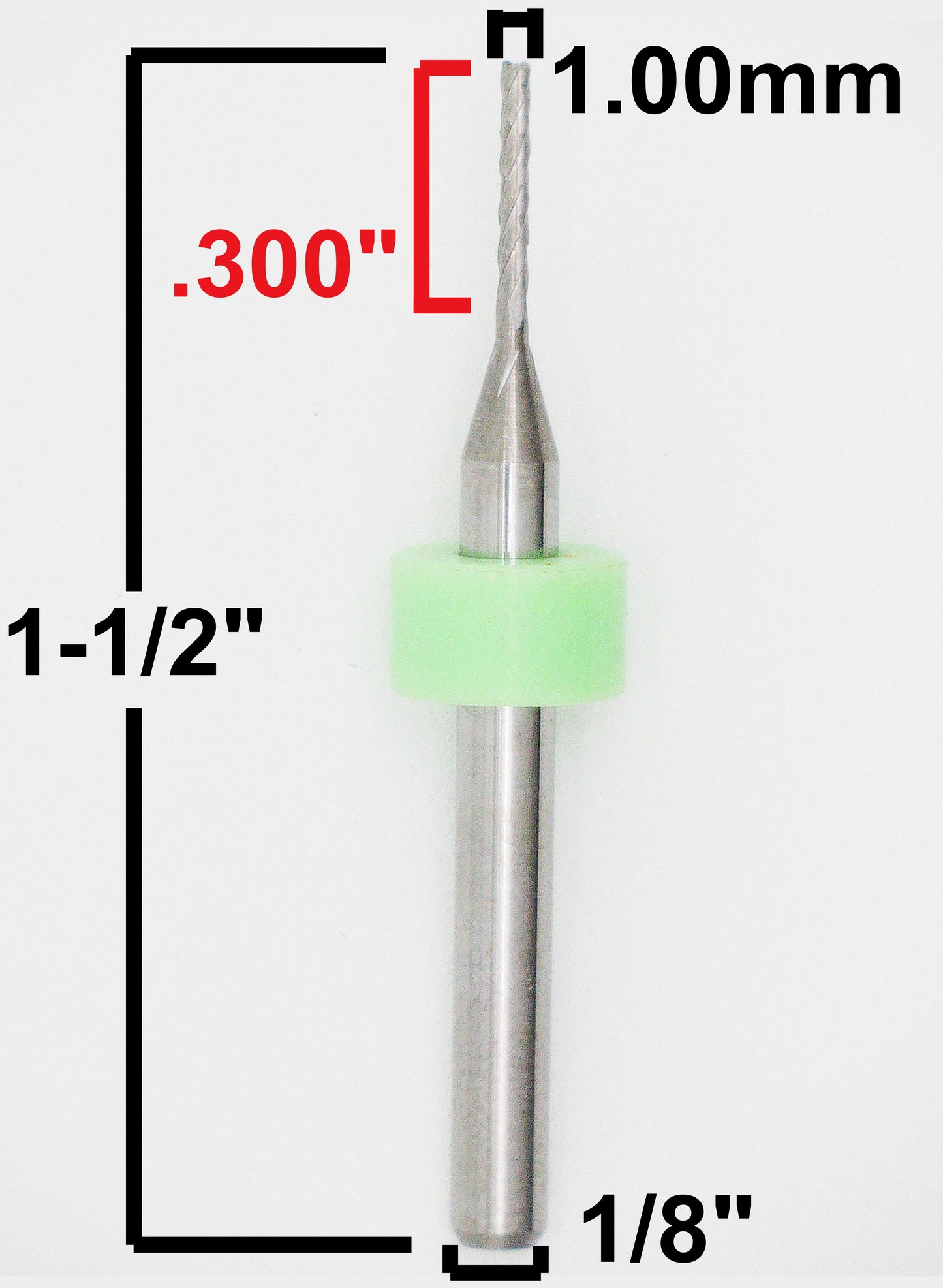 Fifty Pieces 1.00mm Router Bits Diamond Flutes 1/8" Shanks Fish Tail Tip - Up Cut Solid Carbide - Super Value - URD116