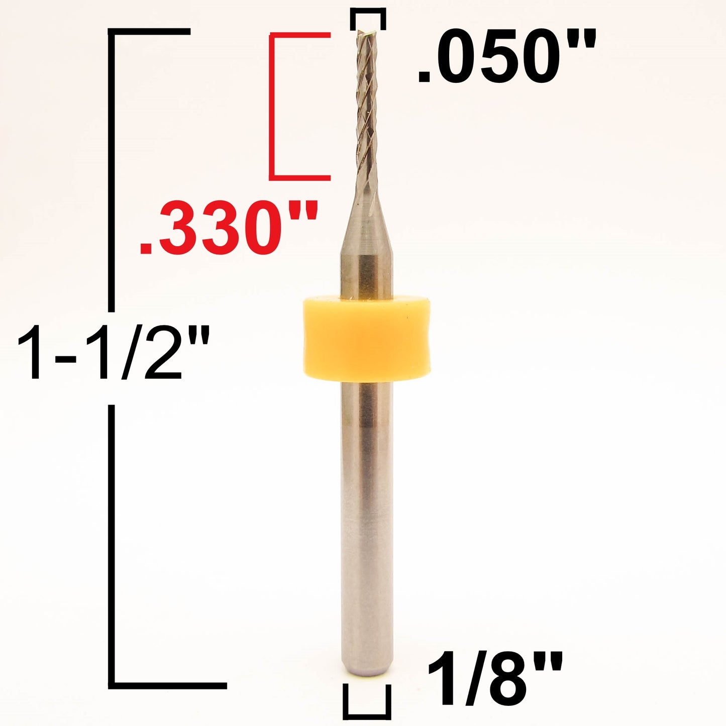 Fifty Pieces .050" Router Bits Diamond Flutes 1/8" Shanks Fish Tail Tip - Up Cut Solid Carbide - Super Value - URD120