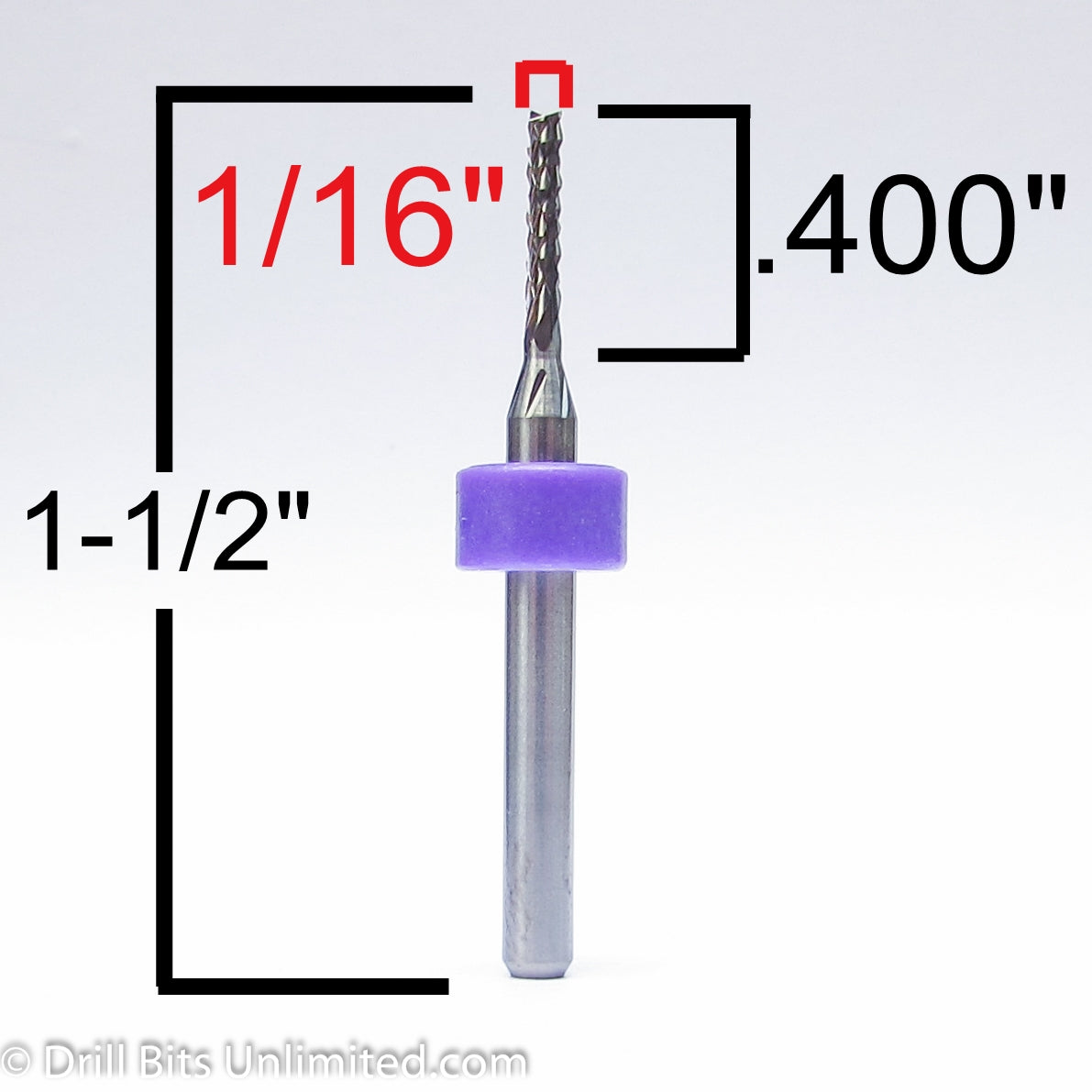 Fifty Pieces 1/16" Route Bits Diamond Flutes 1/8" Shanks Fish Tail Tip - Up Cut Solid Carbide - Super Value - URD140