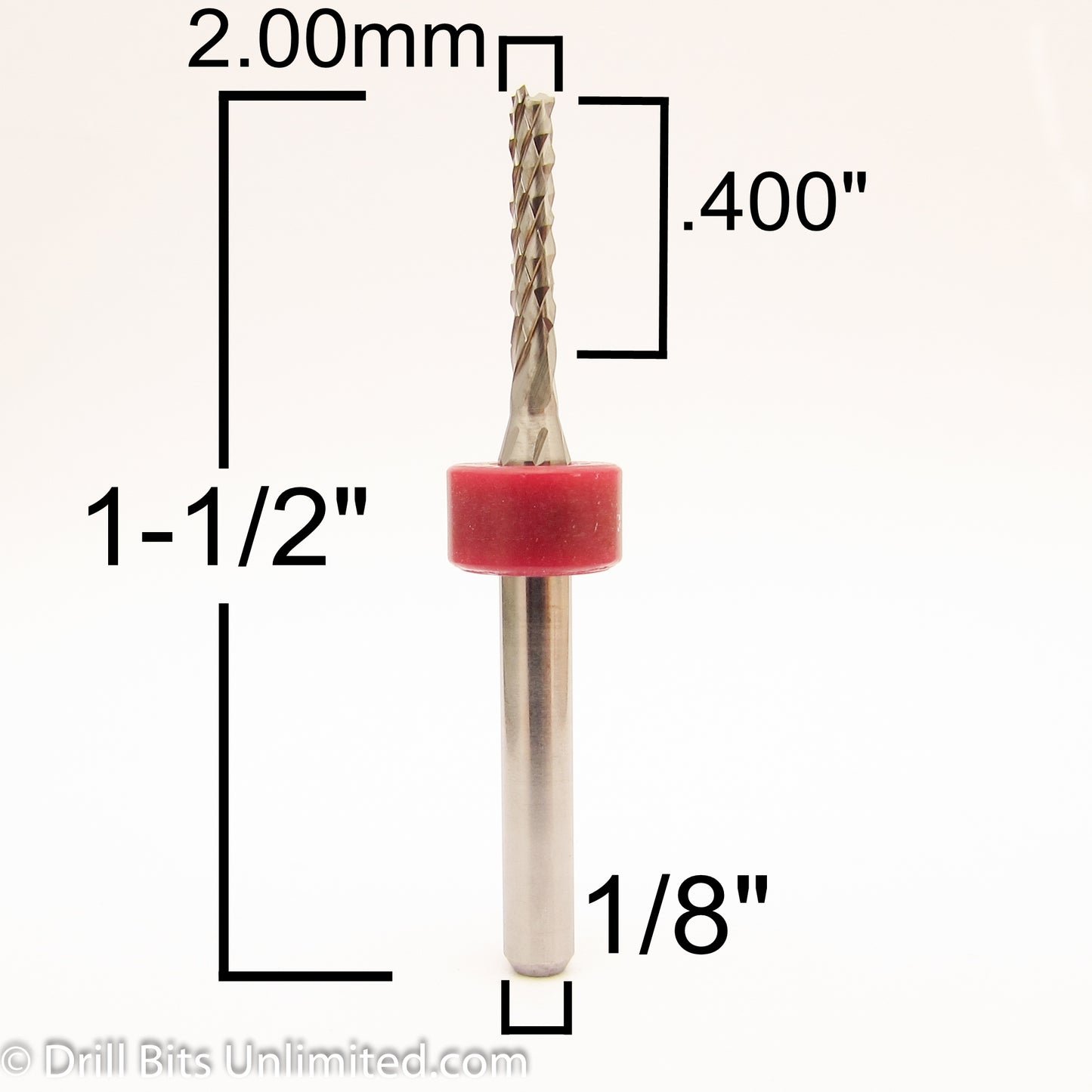 Fifty Pieces 2.00mm Route Bits Diamond Flutes 1/8" Shanks Fish Tail Tip - Up Cut Solid Carbide - Super Value - URD150