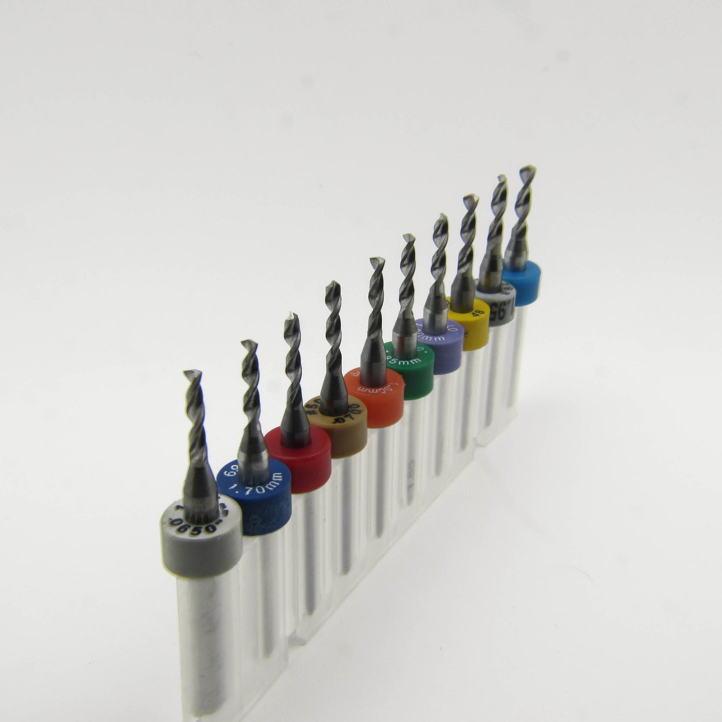 Incremental Size Solid Carbide Drill Set - Ten Pieces .065" - .0781" ID05This Incremental Size Solid Carbide Drill Set includes .065 1.65mm .067 #51 1.7mm .069 1.75mm .07 #50 1.8mm #49 1.85mm 1.9mm .076 #48 1.95mm 5/64
