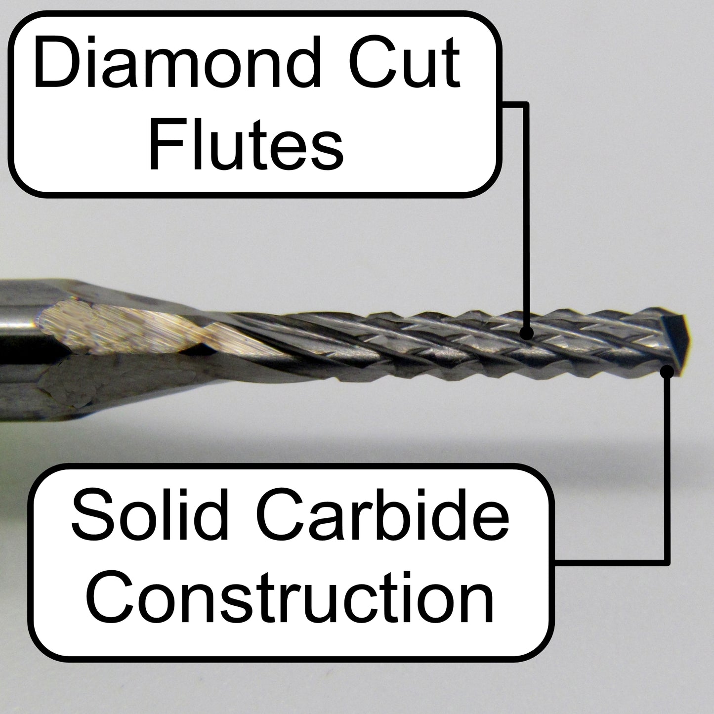 .0625" 1/16" x .256" LOC - Diamond Pattern Carbide Router Bit - Drill Point Tip R134