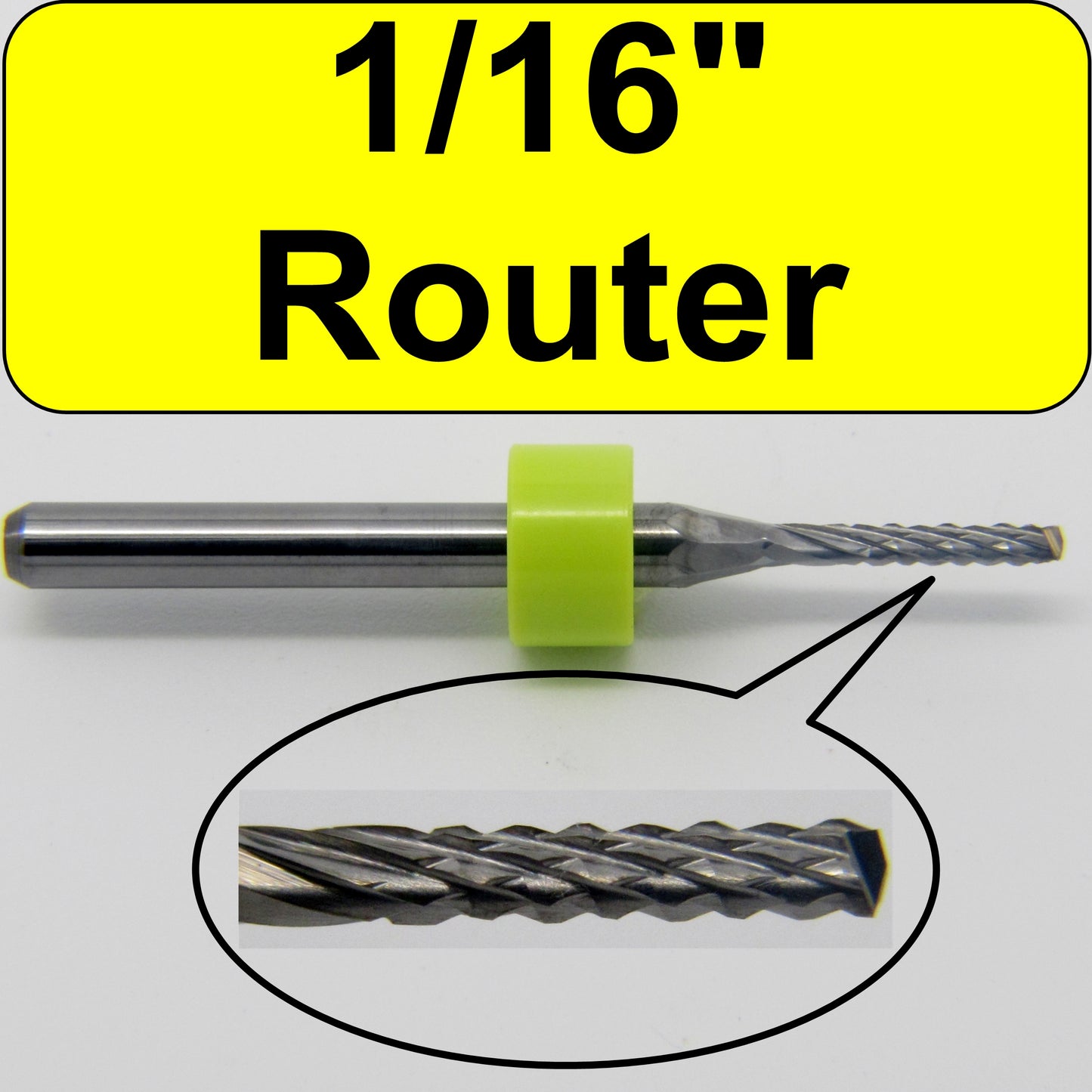 .0625" 1/16" x .256" LOC - Diamond Pattern Carbide Router Bit - Drill Point Tip R134