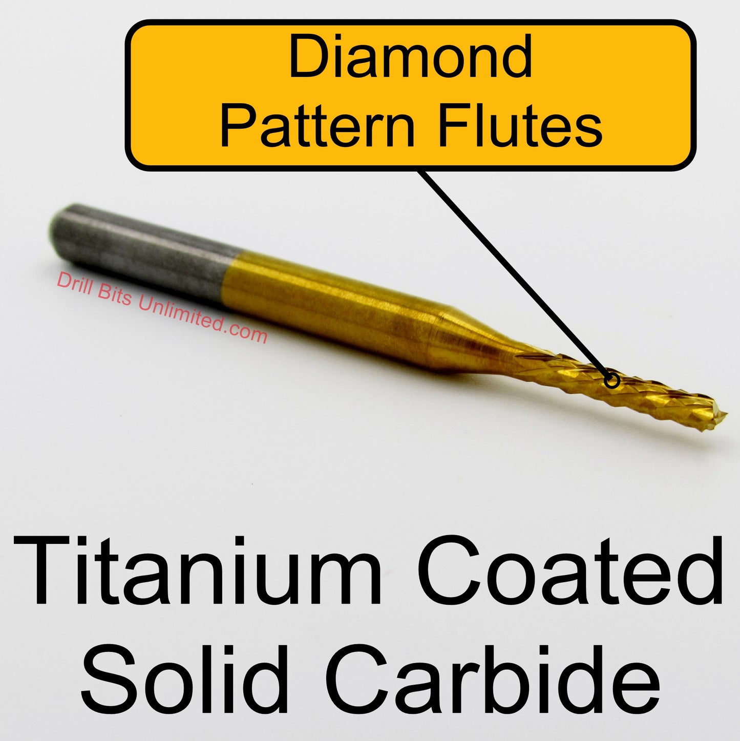 1/16" X .400" LOC Down Cut Router - Diamond Pattern Flutes - Titanium / Solid Carbide R177