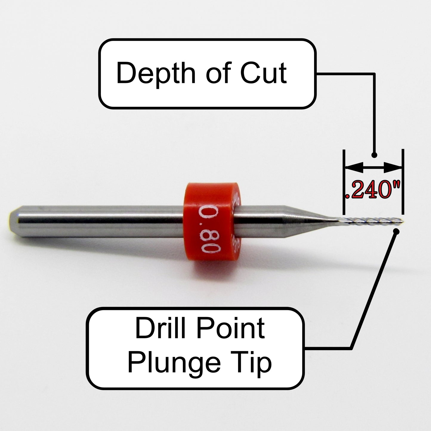 1/32" x .240" LOC Diamond Flute Carbide Router - Drill Point Tip R107