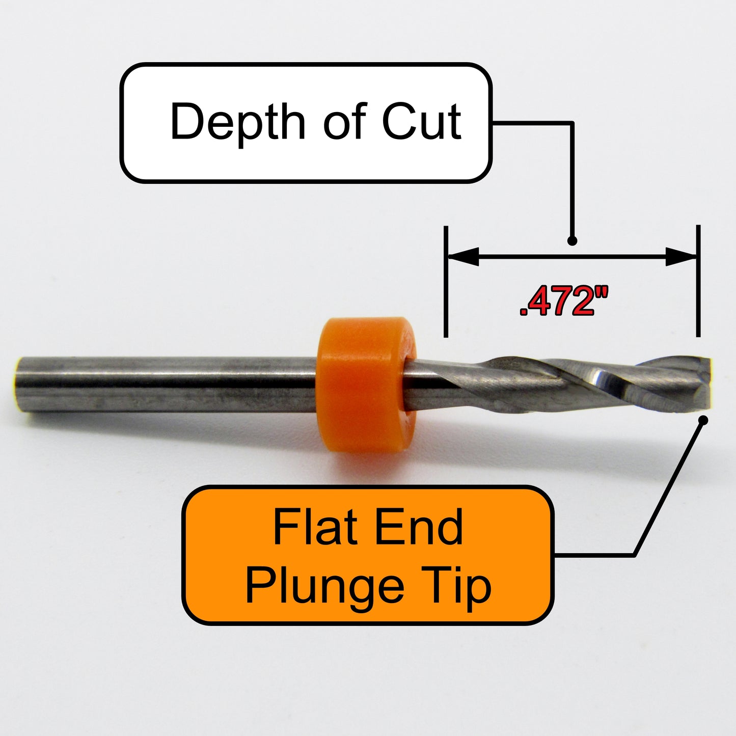 .125" 1/8" x .472" LOC Two Flute Carbide End Mill Up Cut Square End M116