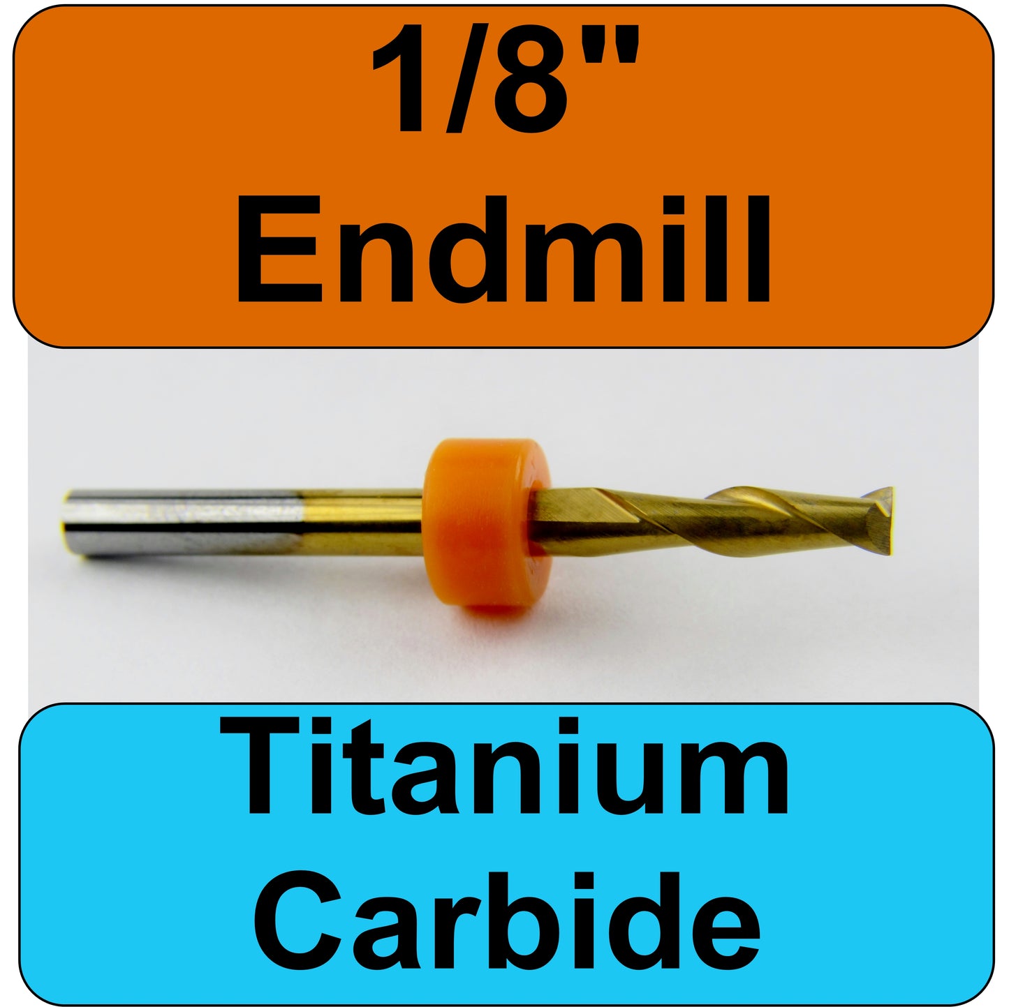 1/8" x .500" LOC Up Cut Two Flute Square End Titanium Coated Carbide End Mill M146