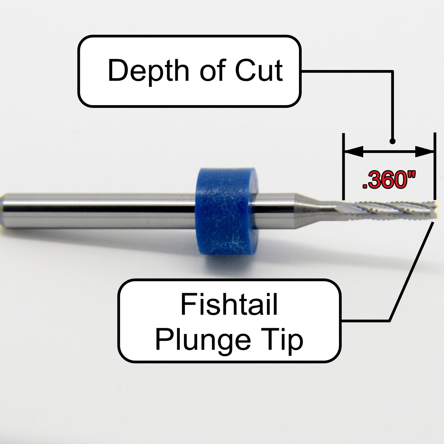 1.70mm .067" x .360" Depth Chip Breaker Carbide Router - Fishtail R163