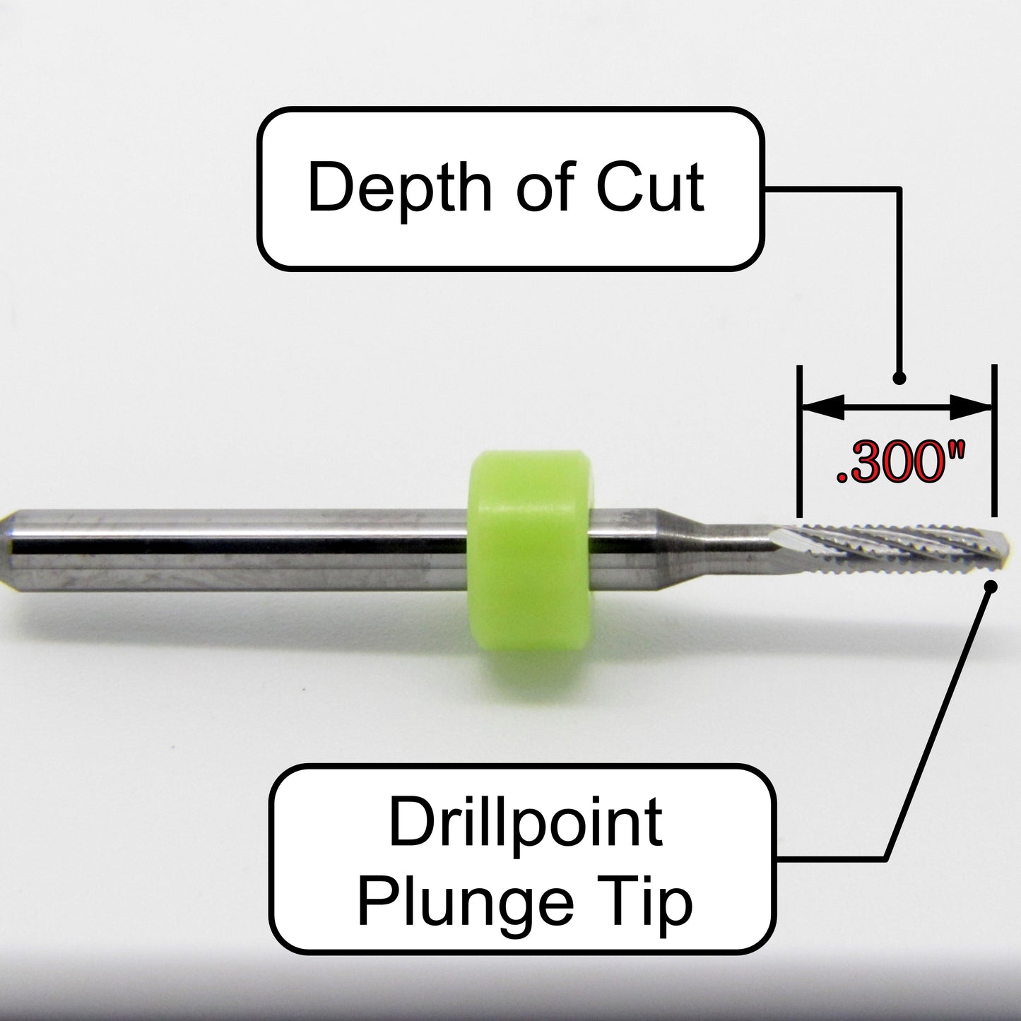 1.80mm .0709" x .300" LOC Chip Breaker Carbide Router - Drill Point Tip - R162