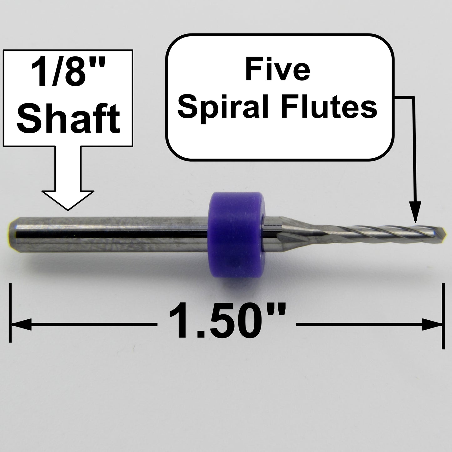 .063" 1/16" x .310" LOC Five Flute Premium Edge Finish End Mill M188