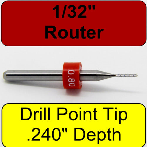 1/32" x .240" LOC Diamond Flute Carbide Router - Drill Point Tip R107