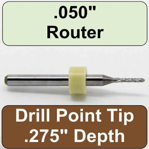 .050" x .275" LOC Diamond Pattern Carbide Router Bit - Drill Point - R124