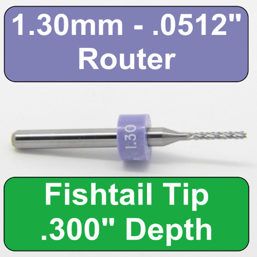 .0512" 1.30mm Diamond Flute Router - Fishtail Tip