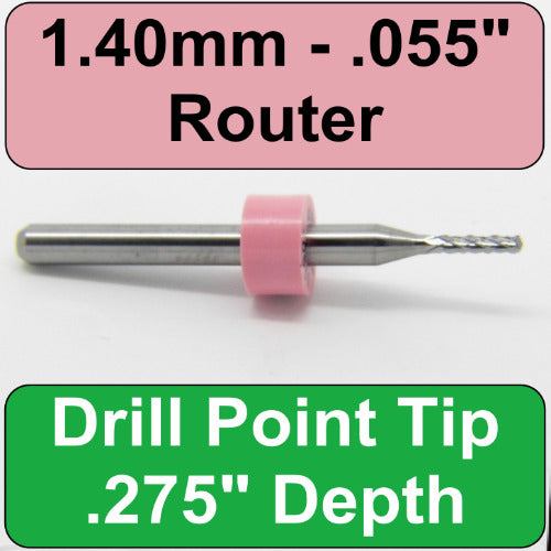.055" 1.40mm x .275" LOC - Diamond Pattern Carbide Router Bit - Drill Point - R128