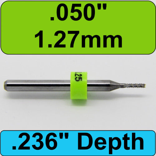 .050" x .236" LOC Diamond Pattern Carbide Router Bit - Fishtail Tip R120