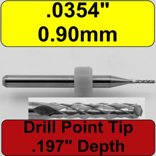 .0354" 0.90mm Diamond Flute Carbide Router