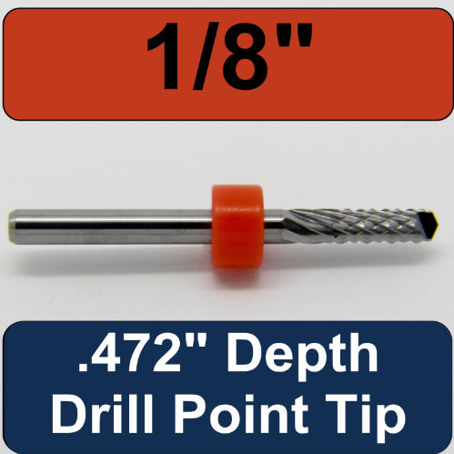 1/8" x .472" LOC Diamond Flute Carbide Router - Drill Point R146