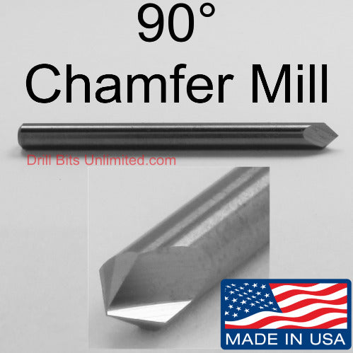 1/8" (.125") 2-Flute 90 Degree Carbide Chamfer Mill Made in U.S.A. CM102