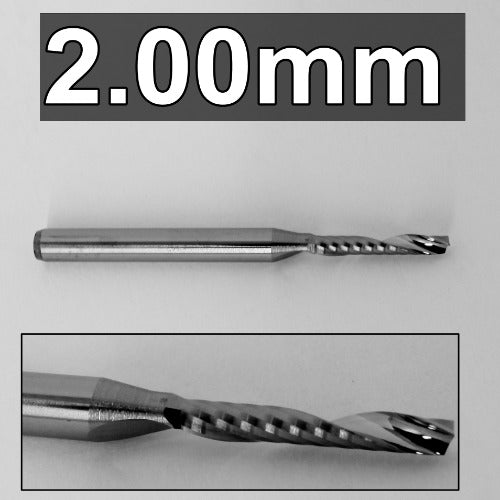 2.00mm .0785" O-Flute Carbide End Mill for Aluminum Plastic, Soft Metals M119