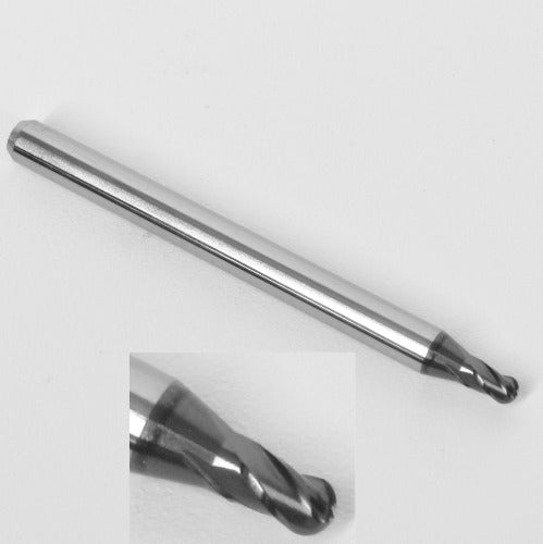.0750" Diam. Ball Nose End Mill, Carbide, AlTiN Coated, 4 Flute, 1835-0750L112 K046