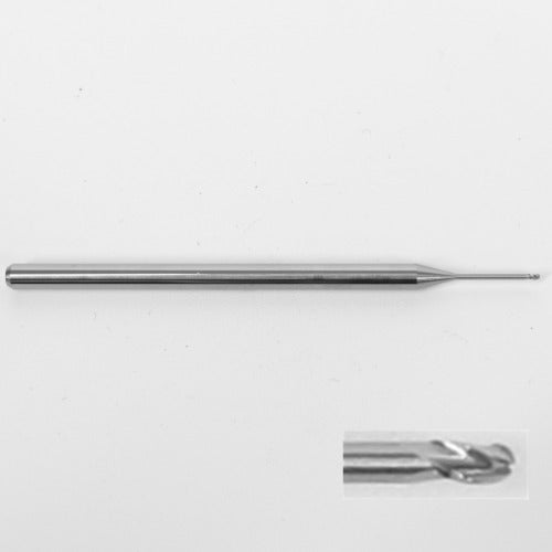 .0300" Diameter Ball Nose End Mill,Carbide, 3 Flute,Extended Reach,Stub Length 1755-0300.375 K063