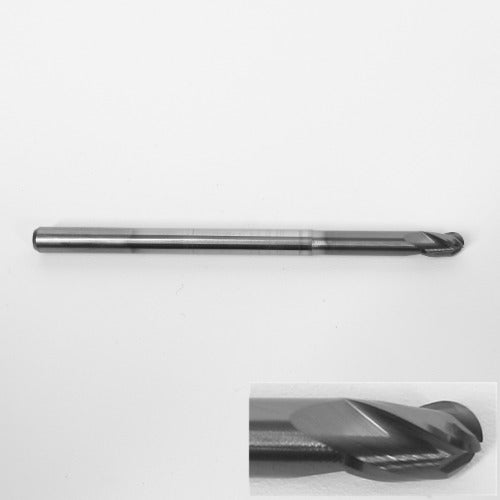 3/16" .1875" Diam. Ball End Mill,Carbide,AlTiN Coated,3 Flute,Ext. Reach,Stub Length 1755-1875L1000 K096