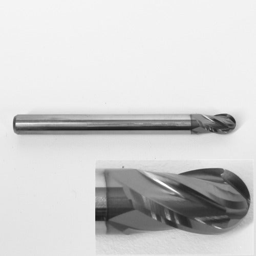 .1875" 3/16" Ball Nose End Mill, Carbide, DLC Diamond-Like-Carbon Coated,1835-1875D312 K097