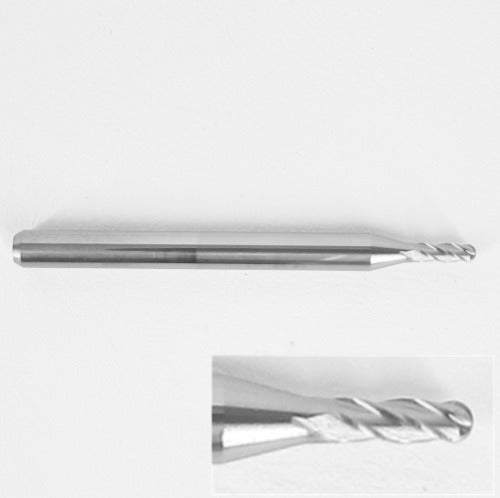 1/16" .0625" Diameter Ball Nose End Mill, Carbide, 4-Flute, Kyocera 1825-0625.188 K120