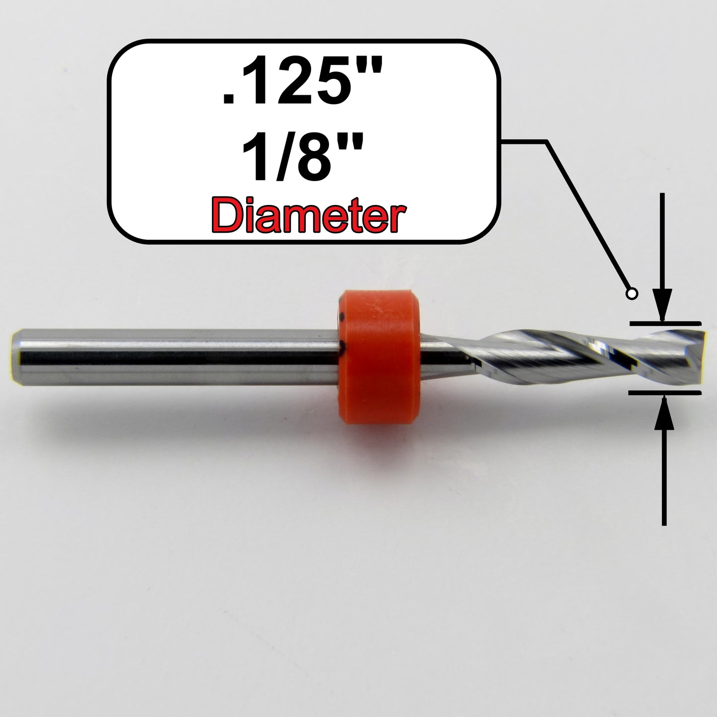 1/8" .125" x .500" LOC Two Flute Carbide End Mill Up Cut Square End Made in U.S.A. M117