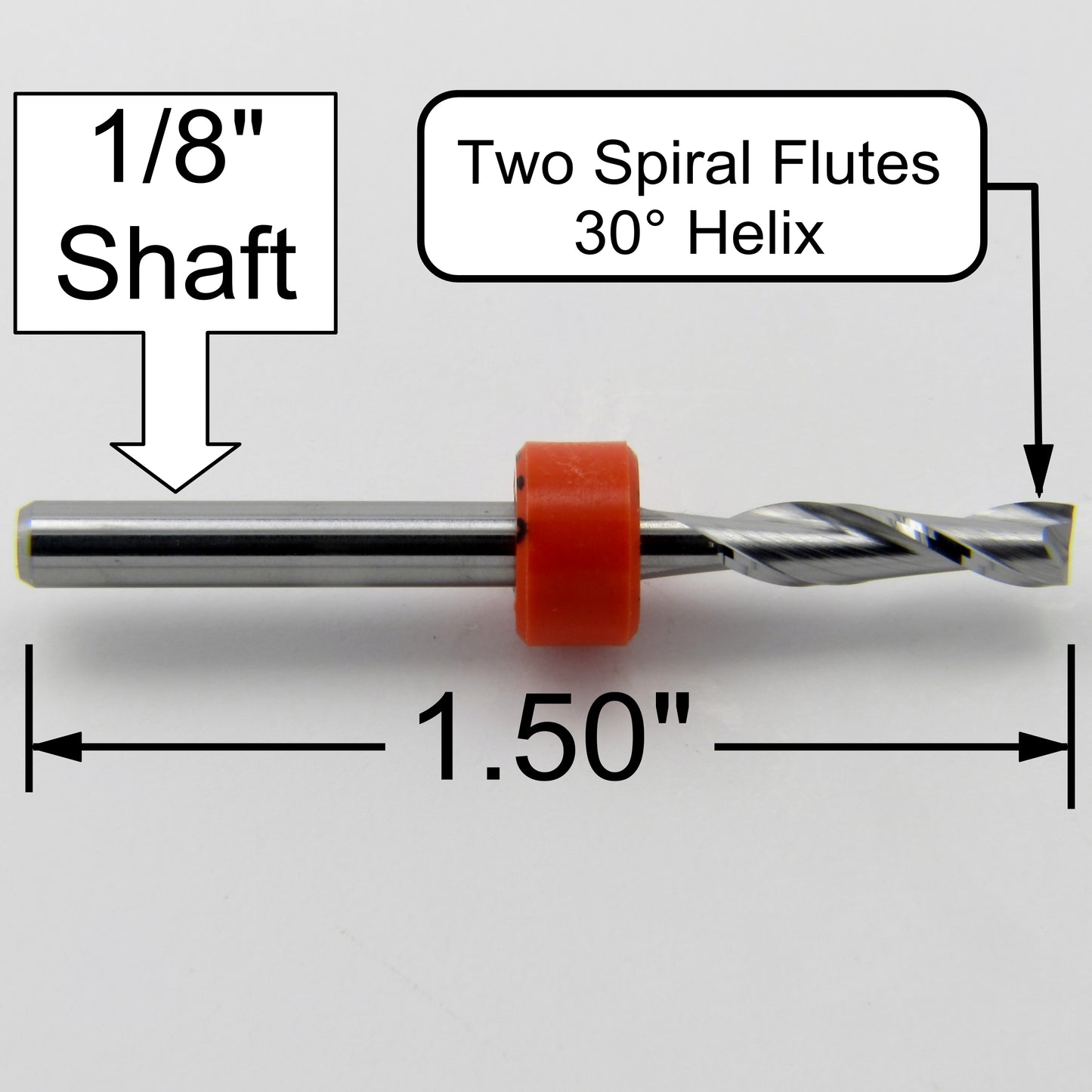 1/8" .125" x .500" LOC Two Flute Carbide End Mill Up Cut Square End Made in U.S.A. M117