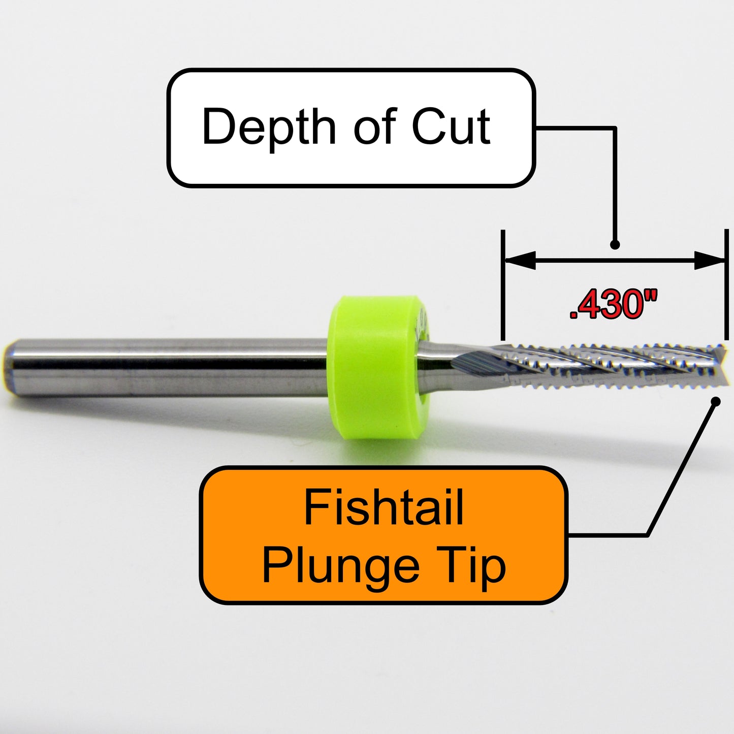 3/32" .0945 2.40mm x .430" LOC Chip Breaker Carbide Router - Fishtail Tip R168