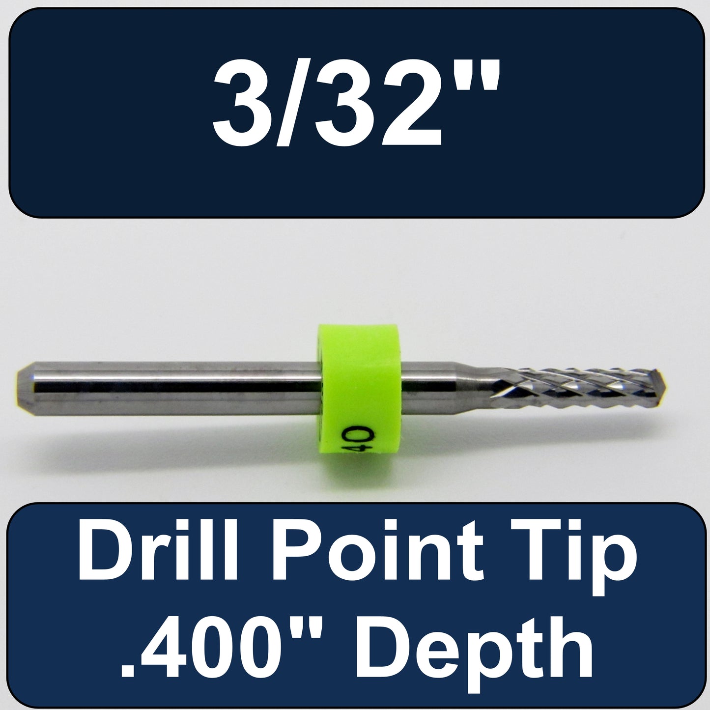 .0945" 3/32" x .400" LOC Diamond Flute Carbide Router - Drill Point R141
