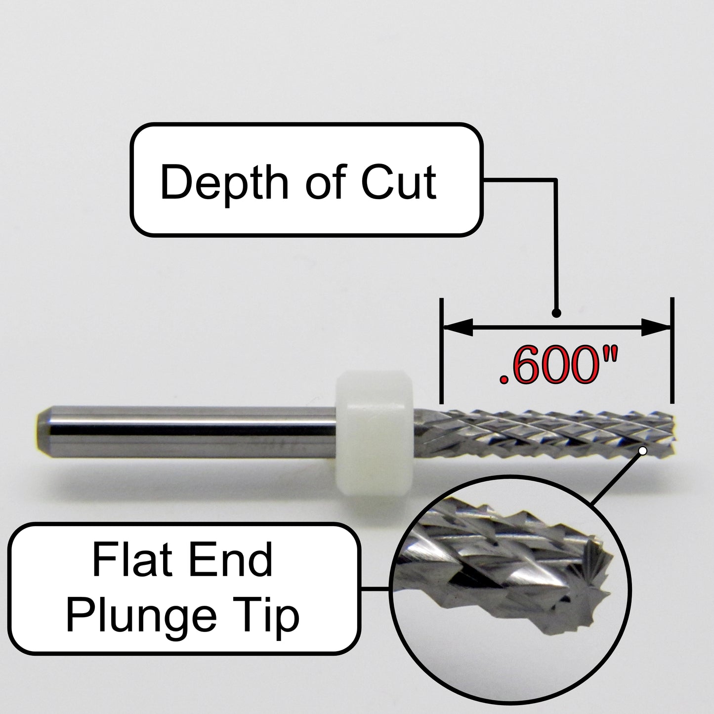 3.00mm x .600" LOC Diamond Flute Carbide Router - Square End Tip R143