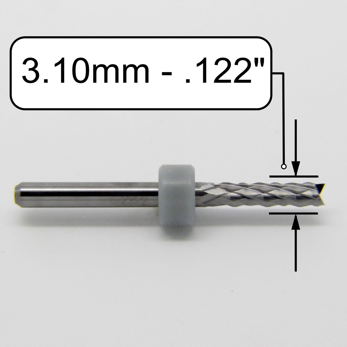 .122" 3.10mm x .500" LOC - Diamond Pattern Carbide Router Bit - Fishtail Tip R144