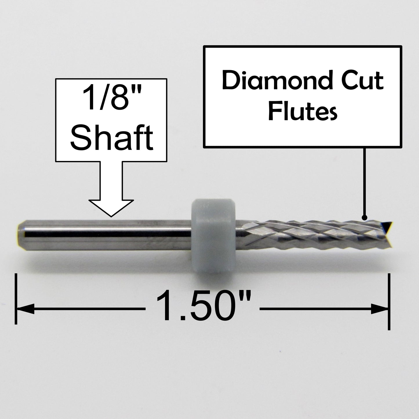 .122" 3.10mm x .500" LOC - Diamond Pattern Carbide Router Bit - Fishtail Tip R144