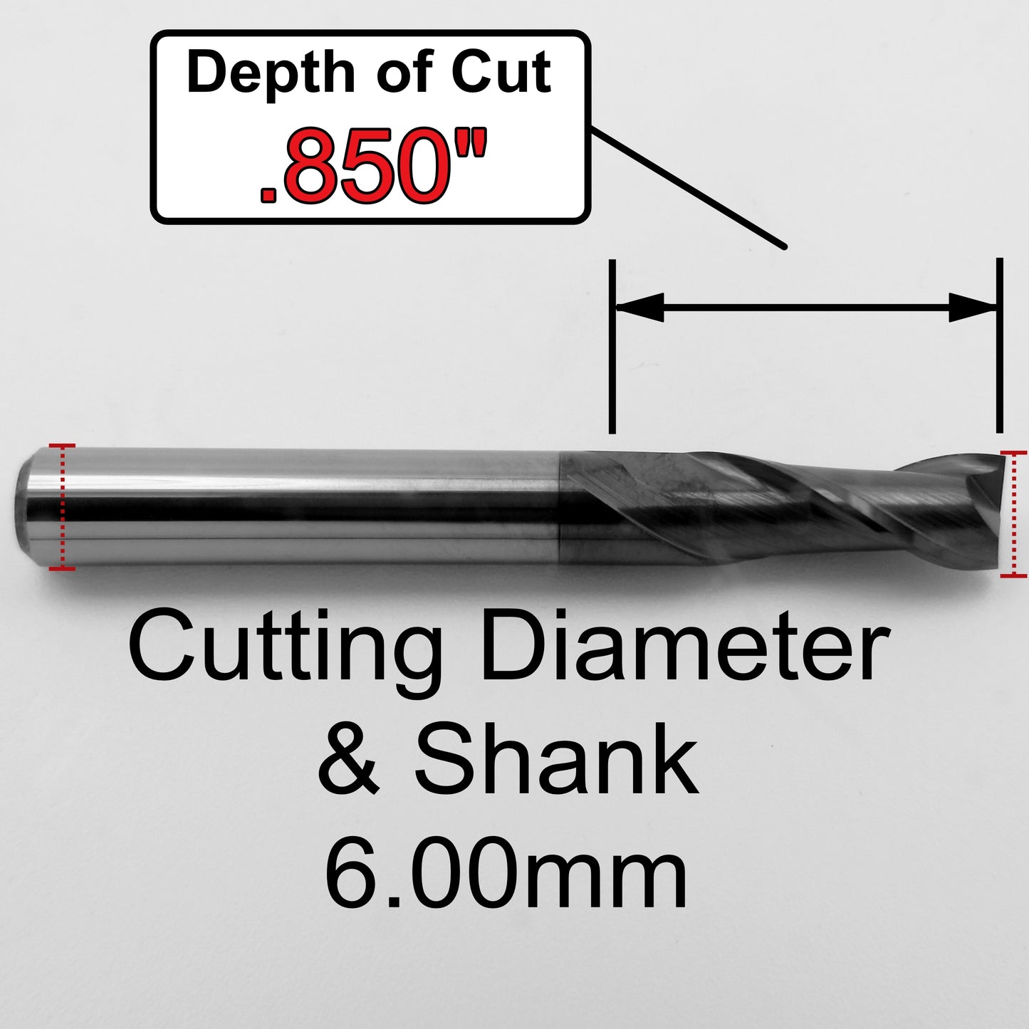6.00mm x .850" LOC Two Flute Carbide End Mill M161