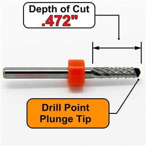 1/8" x .472" LOC Diamond Flute Carbide Router - Drill Point R146