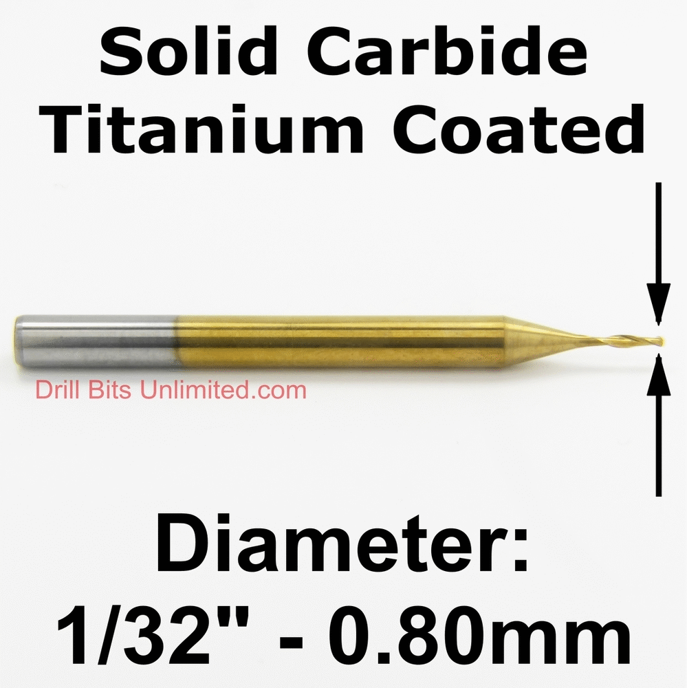 1/32" Diameter x .120" LOC Titanium Coated Ball Nose Carbide End Mill M208