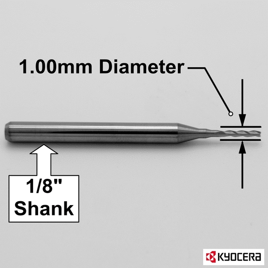 1.00mm .220 LOC Three Flute Carbide End Mill M181