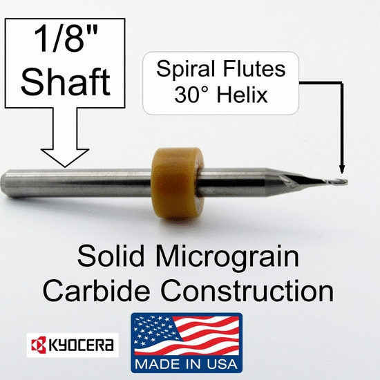 10 Piece (Five Size) Two Flute Carbide End Mill Set 1/32" to 3/32" - Made in USA