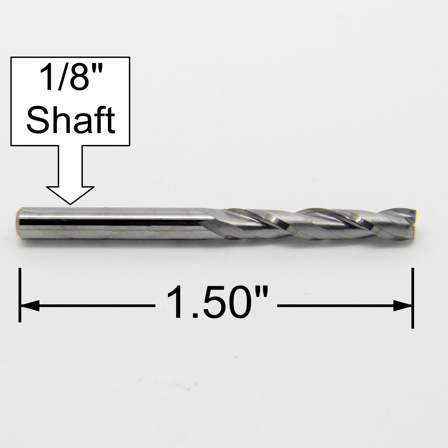 1/8" x .670" LOC Up Cut Extended Flute Length Two Flute Carbide End Mill M114