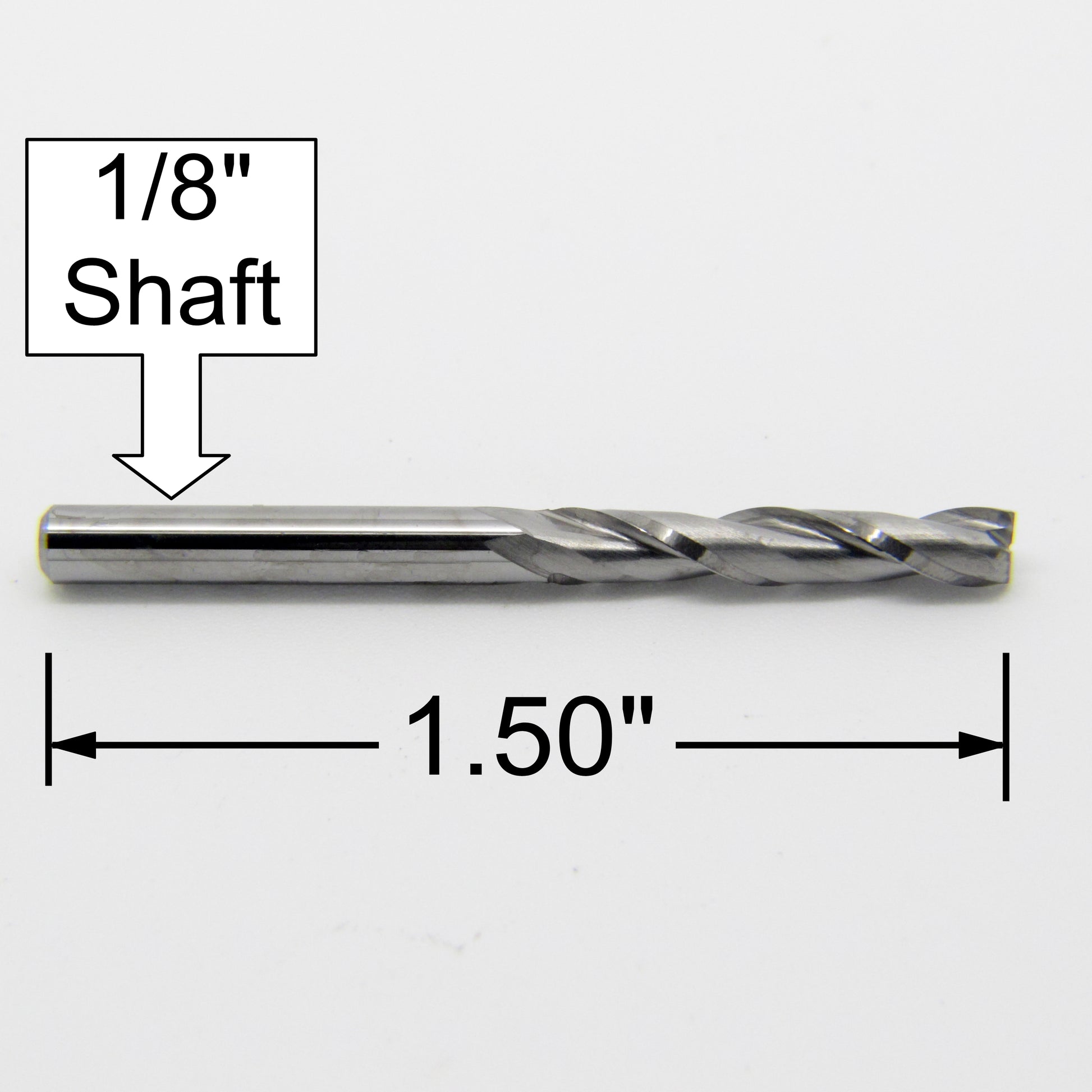 1/8" x .670" LOC Up Cut Extended Flute Length Two Flute Carbide End Mill M114