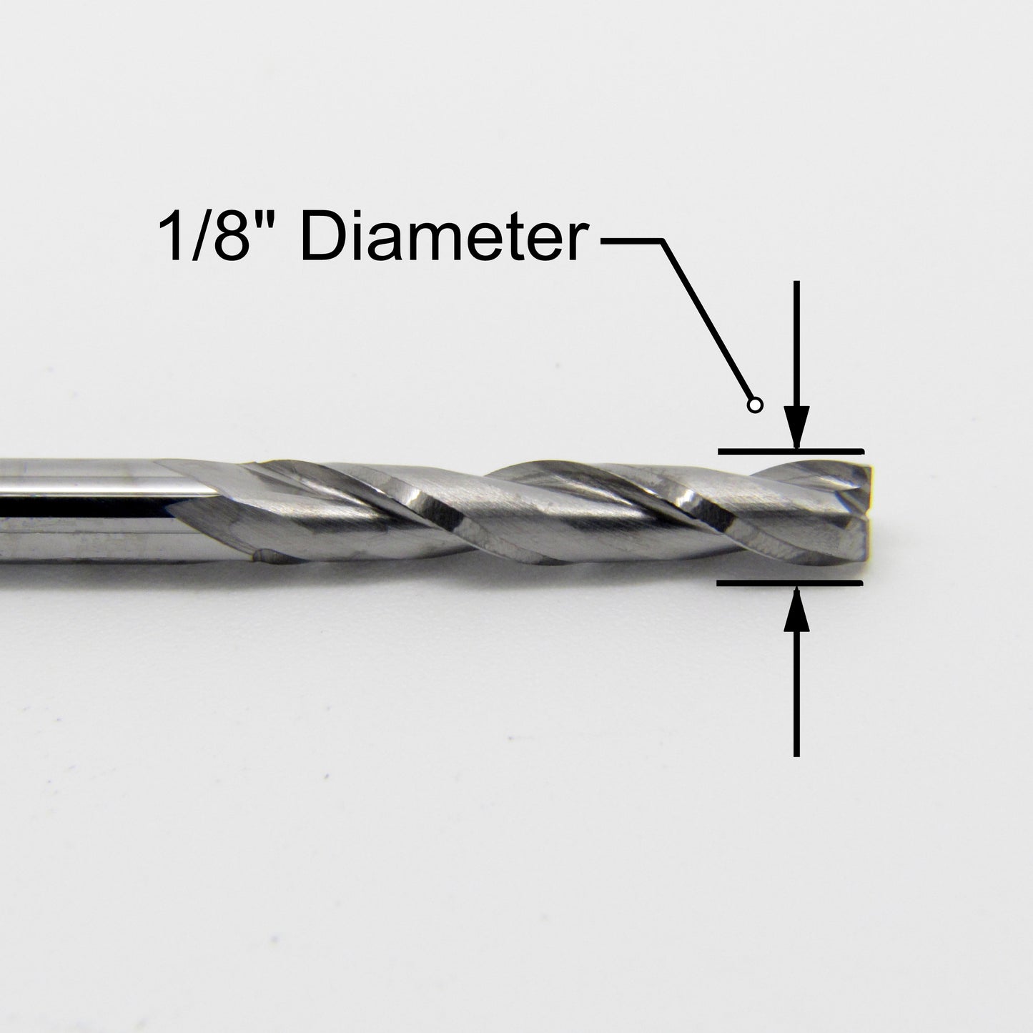 1/8" x .670" LOC Up Cut Extended Flute Length Two Flute Carbide End Mill M114