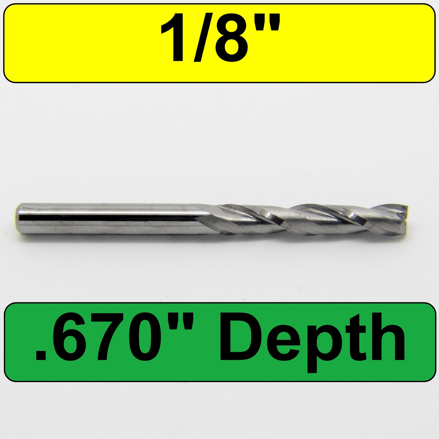 1/8" x .670" LOC Up Cut Extended Flute Length Two Flute Carbide End Mill M114