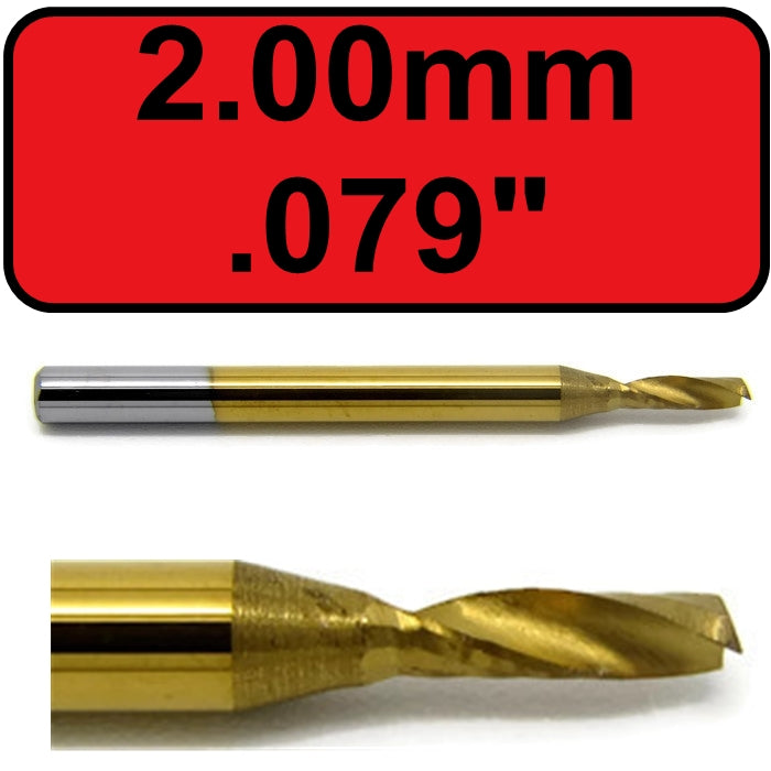 2.00mm x 6mm Depth O-Flute Titanium - Carbide End Mill M125