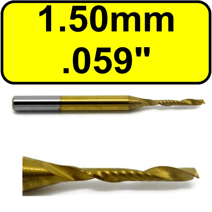 1.50mm Diameter x 12mm Depth O-Flute Titanium Coated - Carbide End Mill M130